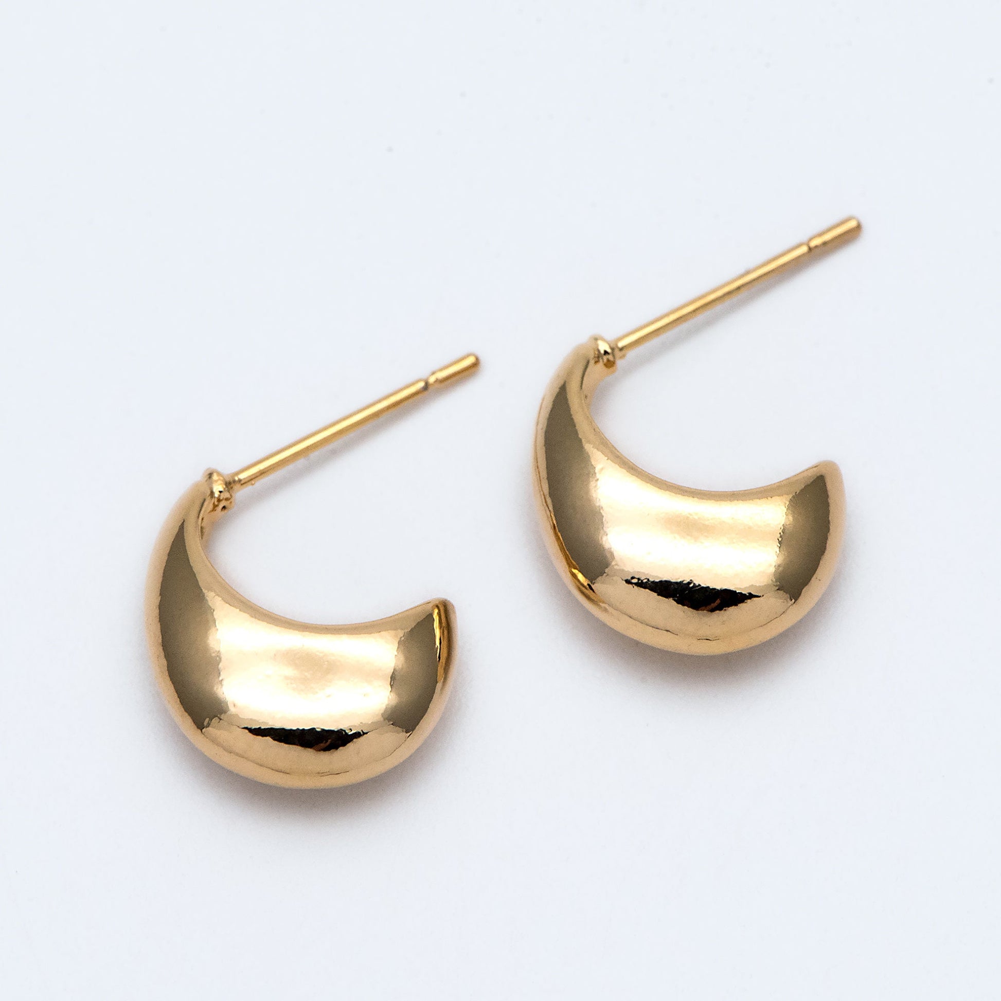10pcs Gold/Silver tone Minimalist Ear Posts, 18K Gold plated Brass Ear Posts, Moon Stud Earring (GB-1850)
