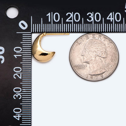 10pcs Gold/Silver tone Minimalist Ear Posts, 18K Gold plated Brass Ear Posts, Moon Stud Earring (GB-1850)