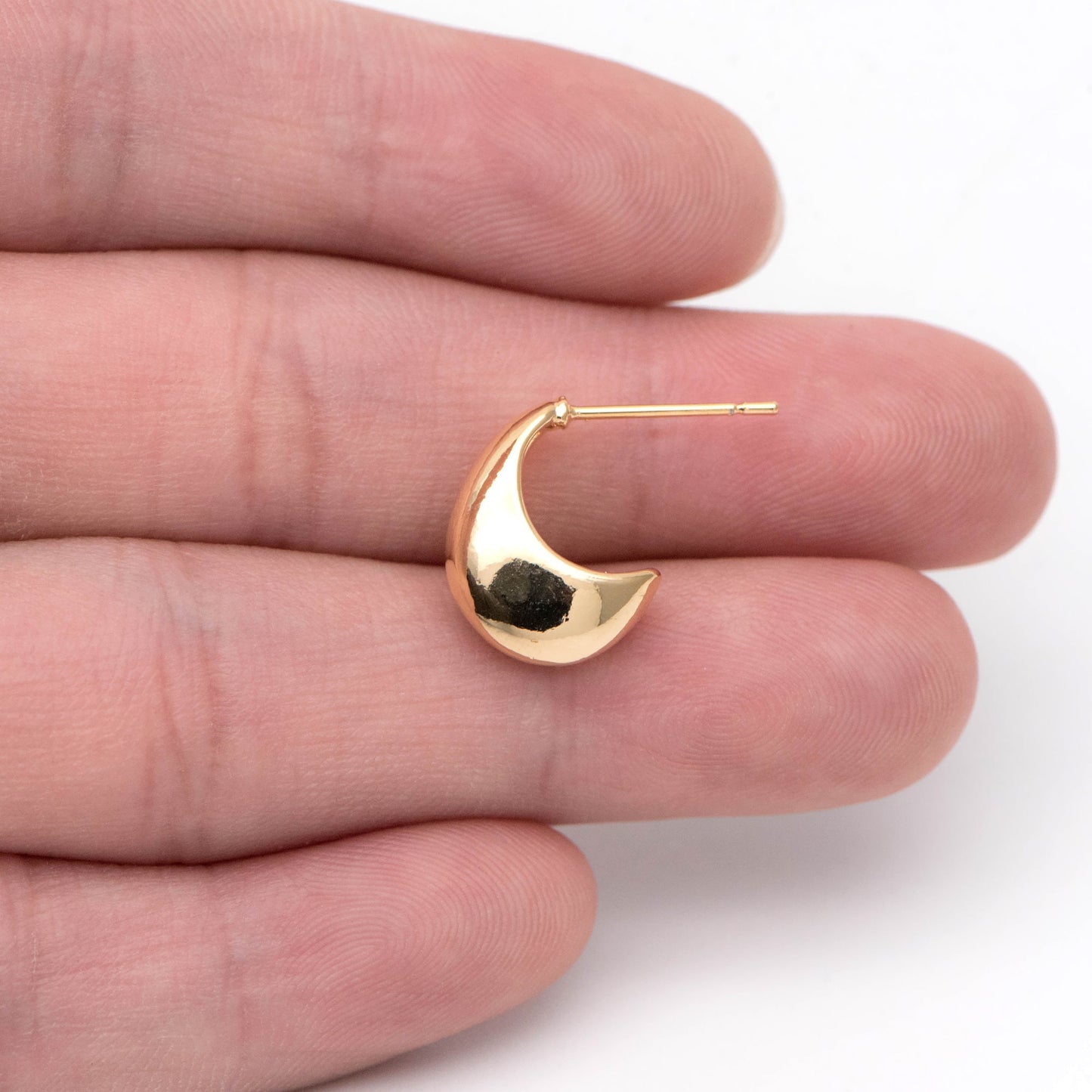 10pcs Gold/Silver tone Minimalist Ear Posts, 18K Gold plated Brass Ear Posts, Moon Stud Earring (GB-1850)