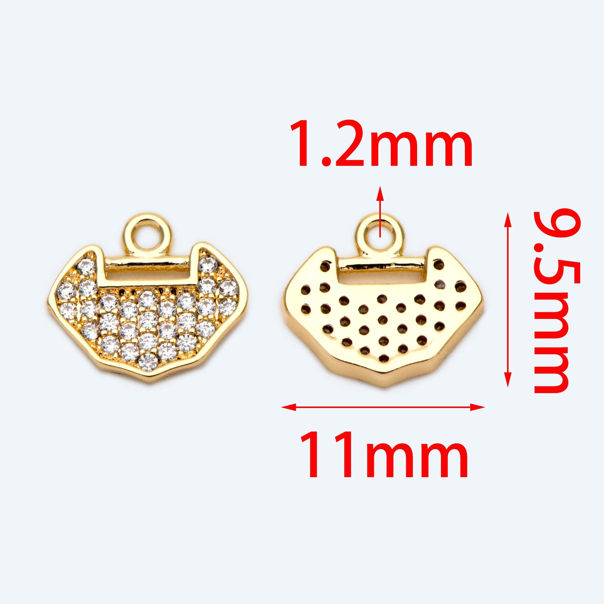4pcs CZ Pave Tiny Chinese Auspicious Lock charm, Lucky charm, Earring Findings, Jewelry Making, Jewelry Supplies (GB-751-B)