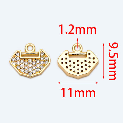 4pcs CZ Pave Tiny Chinese Auspicious Lock charm, Lucky charm, Earring Findings, Jewelry Making, Jewelry Supplies (GB-751-B)