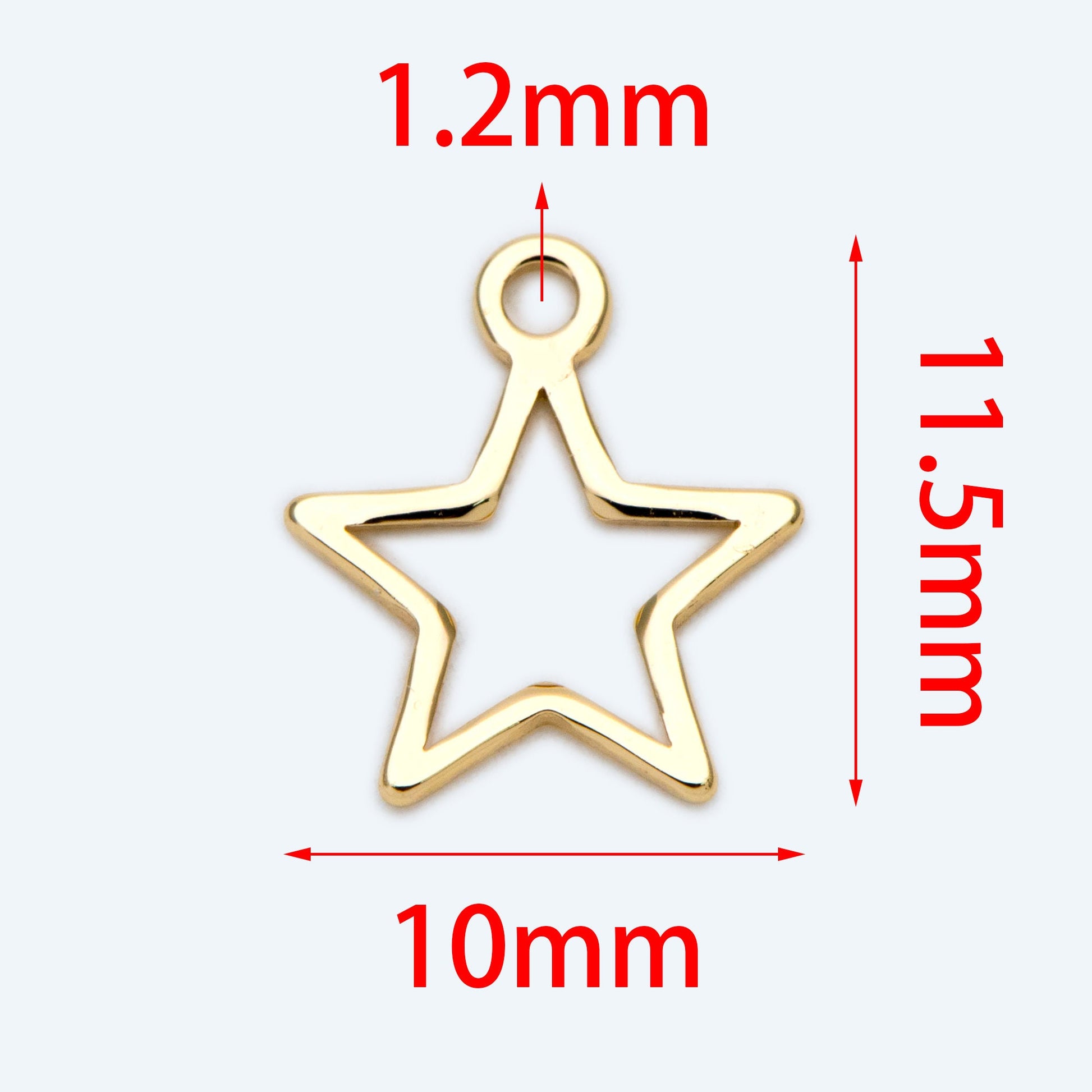 10pcs Gold Star Link Charms 10mm, Gold plated Brass Geometric Wire Pendants (GB-1745)