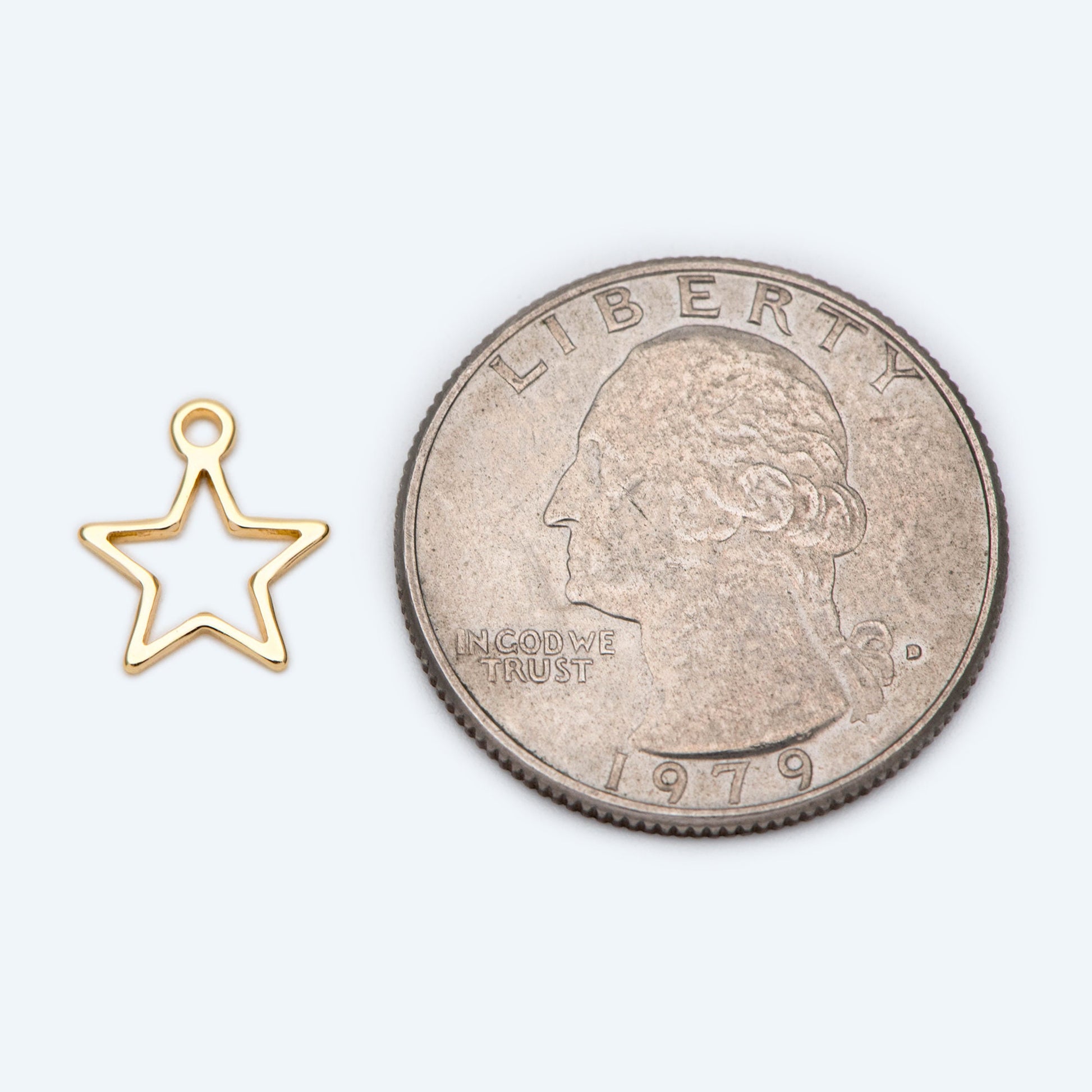10pcs Gold Star Link Charms 10mm, Gold plated Brass Geometric Wire Pendants (GB-1745)