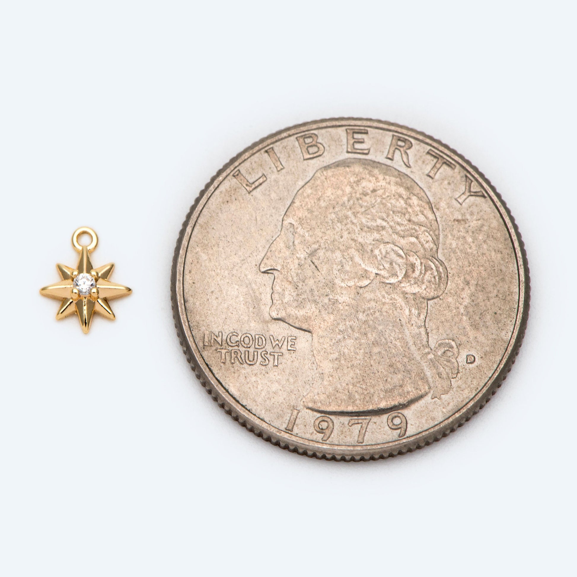 10pcs CZ pave Star Charm 6x8mm, 18K Gold plated Brass Mini Star Pendant (GB-924-F)