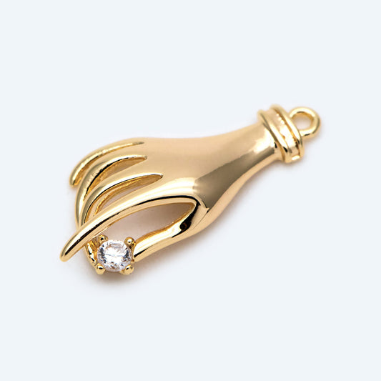 4pcs CZ Pave Gold Victorian Hand Charm, Earring Charm (GB-4156-E)