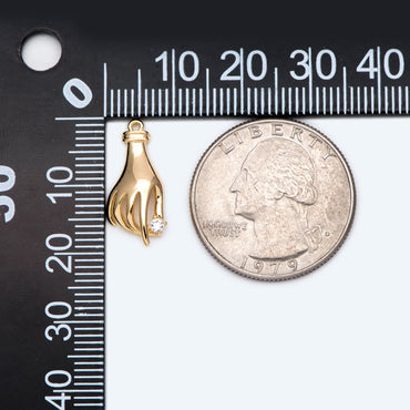 4pcs CZ Pave Gold Victorian Hand Charm, Earring Charm (GB-4156-E)