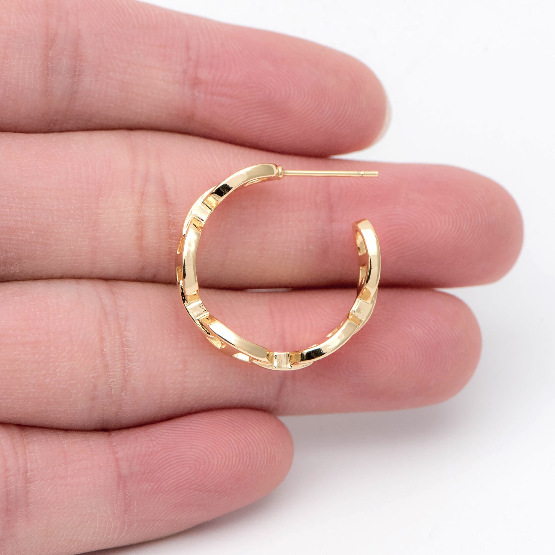 10pcs Gold/ Silver Tone Chain Earrings, Gold Chain Hoops, Thick Hoop Earrings, Hoop Earrings (GB-1854)