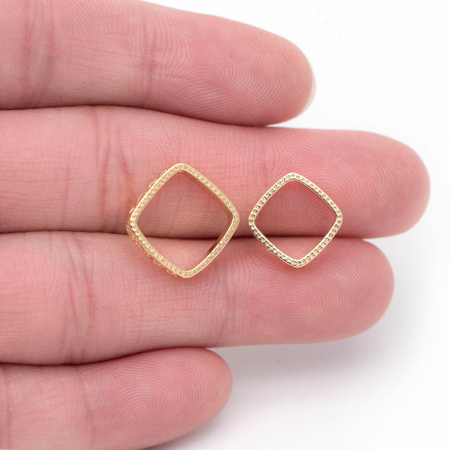 10pcs Gold Square Hoop Charms, Ring Link Pendants with 2 Holes, Inner Size 8/ 10mm (GB-1858)