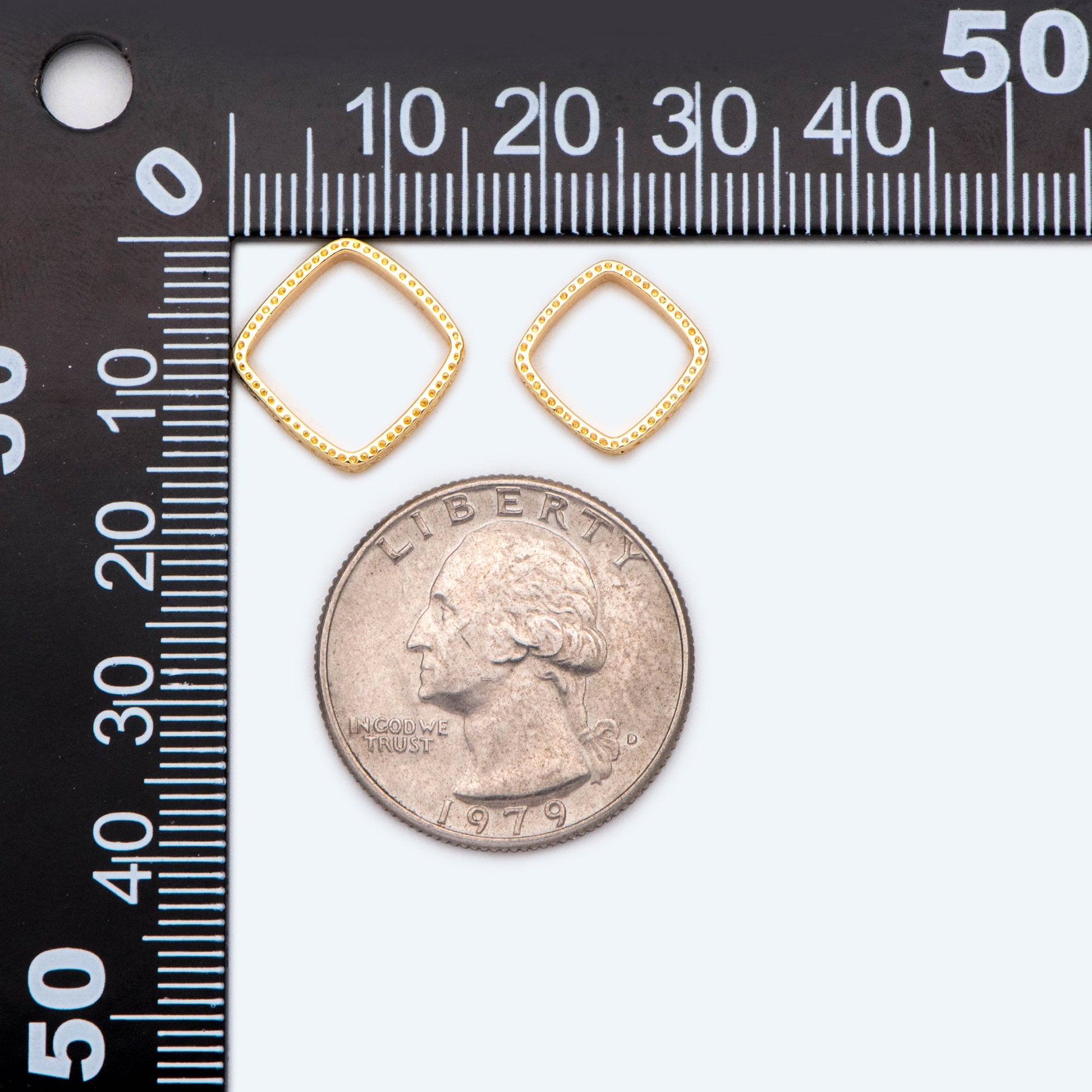 10pcs Gold Square Hoop Charms, Ring Link Pendants with 2 Holes, Inner Size 8/ 10mm (GB-1858)