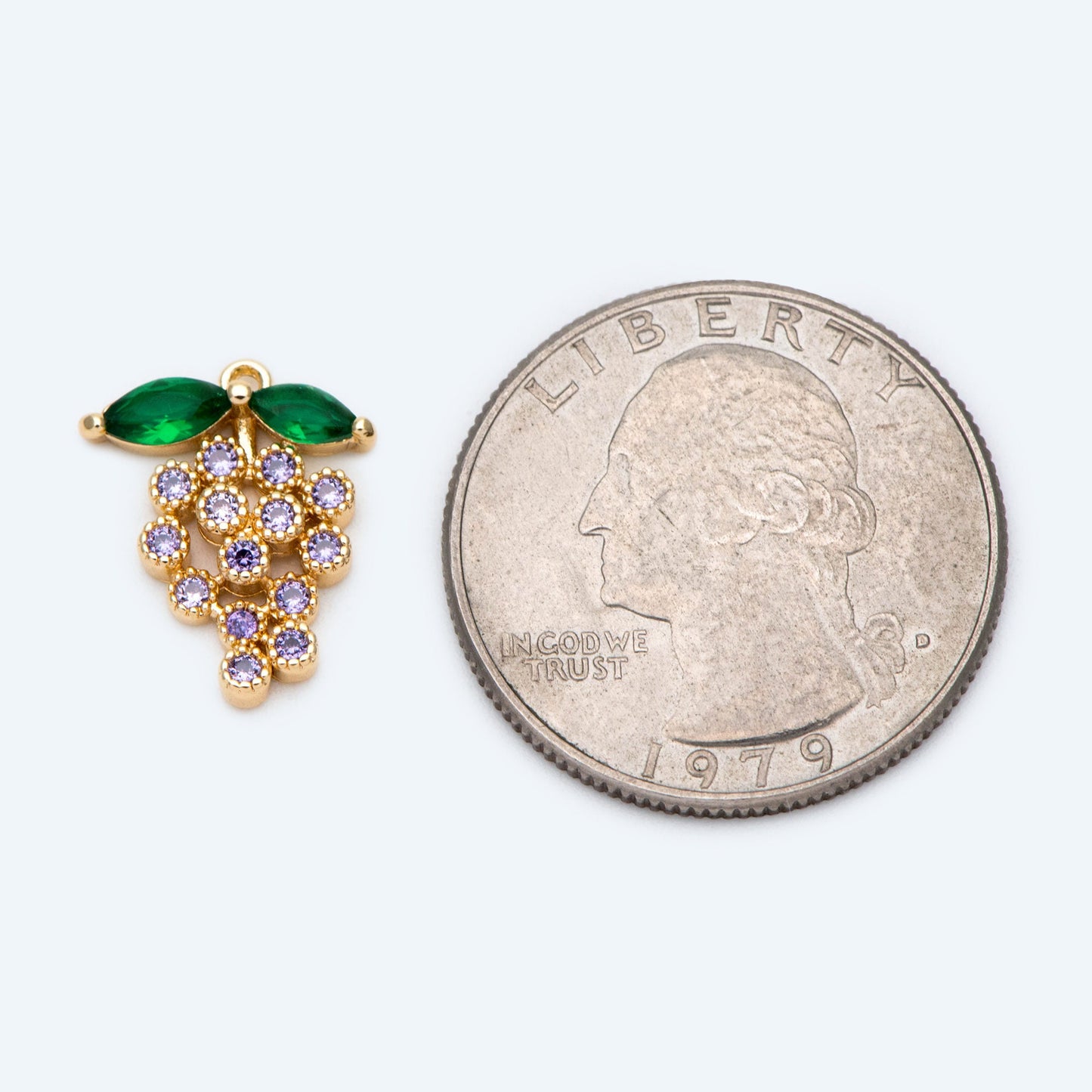 4pcs CZ Pave Gold/ Silver Tone Grape Charms, 16x13mm, 18K Gold/ rhodium plated Brass Grape Pendants (GB-1760)