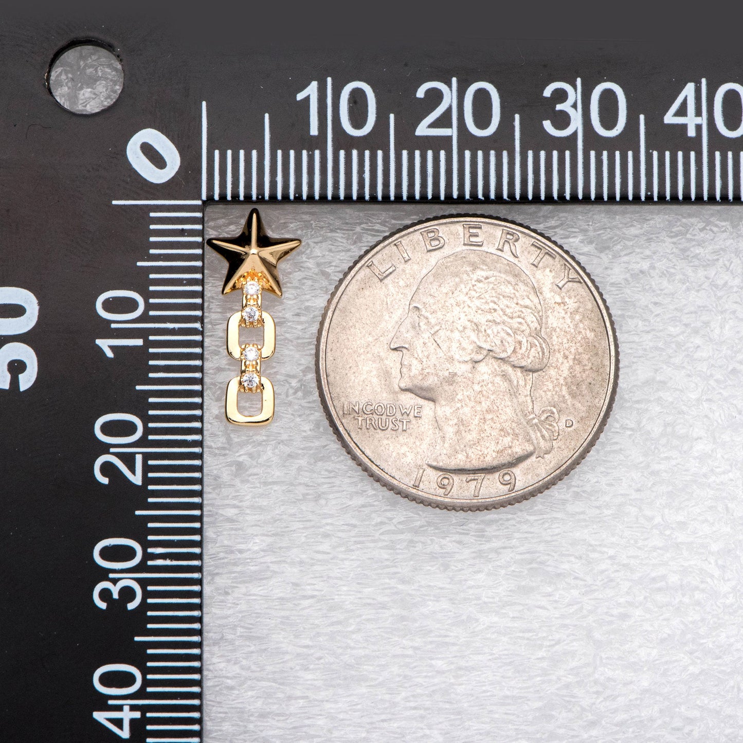 10pcs Star Chain Earring, 18x8mm, Gold Plated Brass Stud Earrings (#GB-1869)