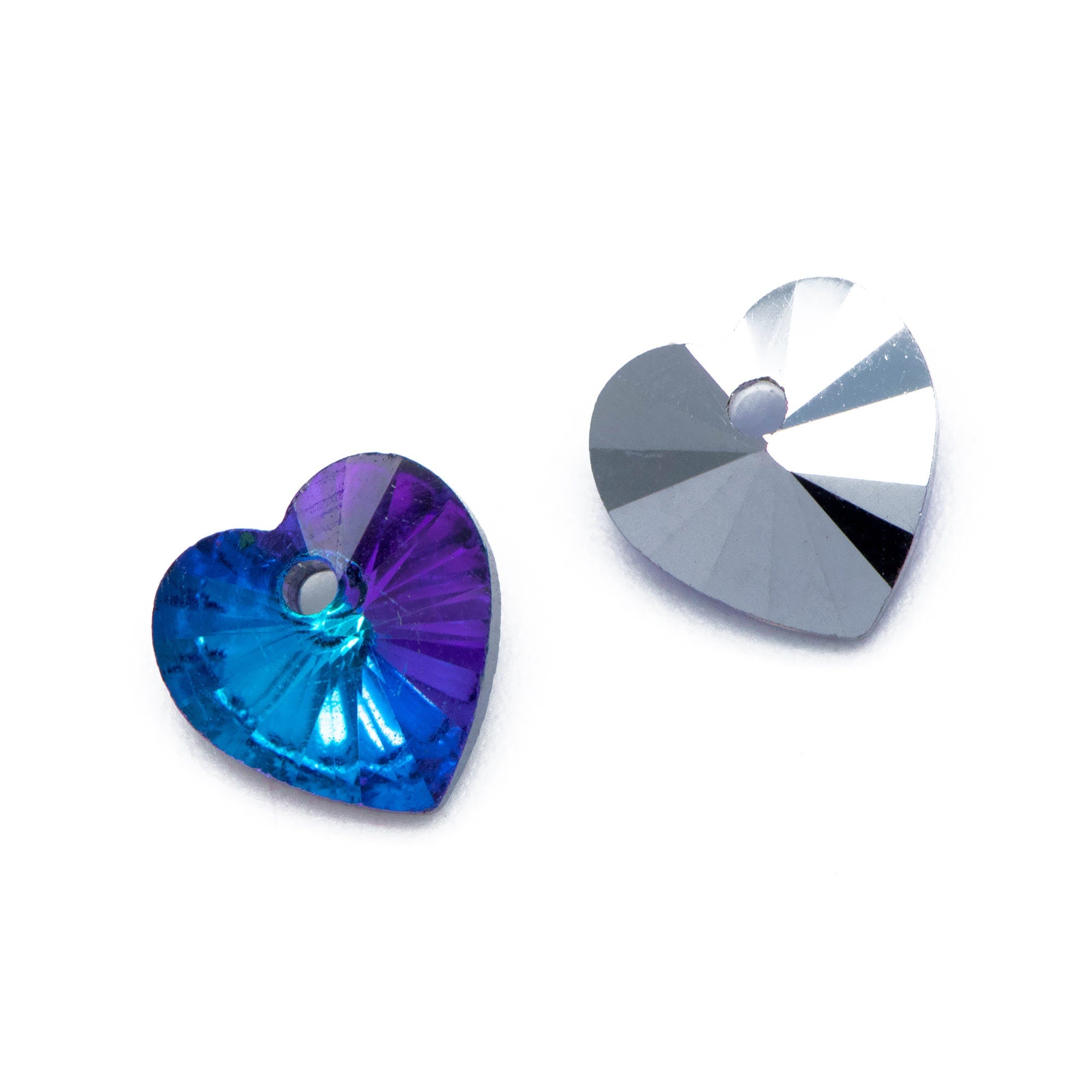 20pcs Crystal Faceted Heart Beads 8mm, Sparkly Glass Heart Charms, (TS-108)