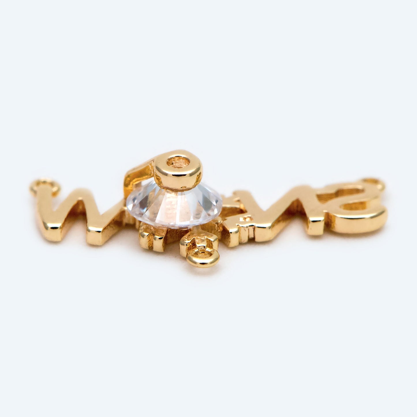 4pcs CZ Pave Gold Snow Connectors 20x9mm, Gold plated Brass Pendant (#GB-3486-I)