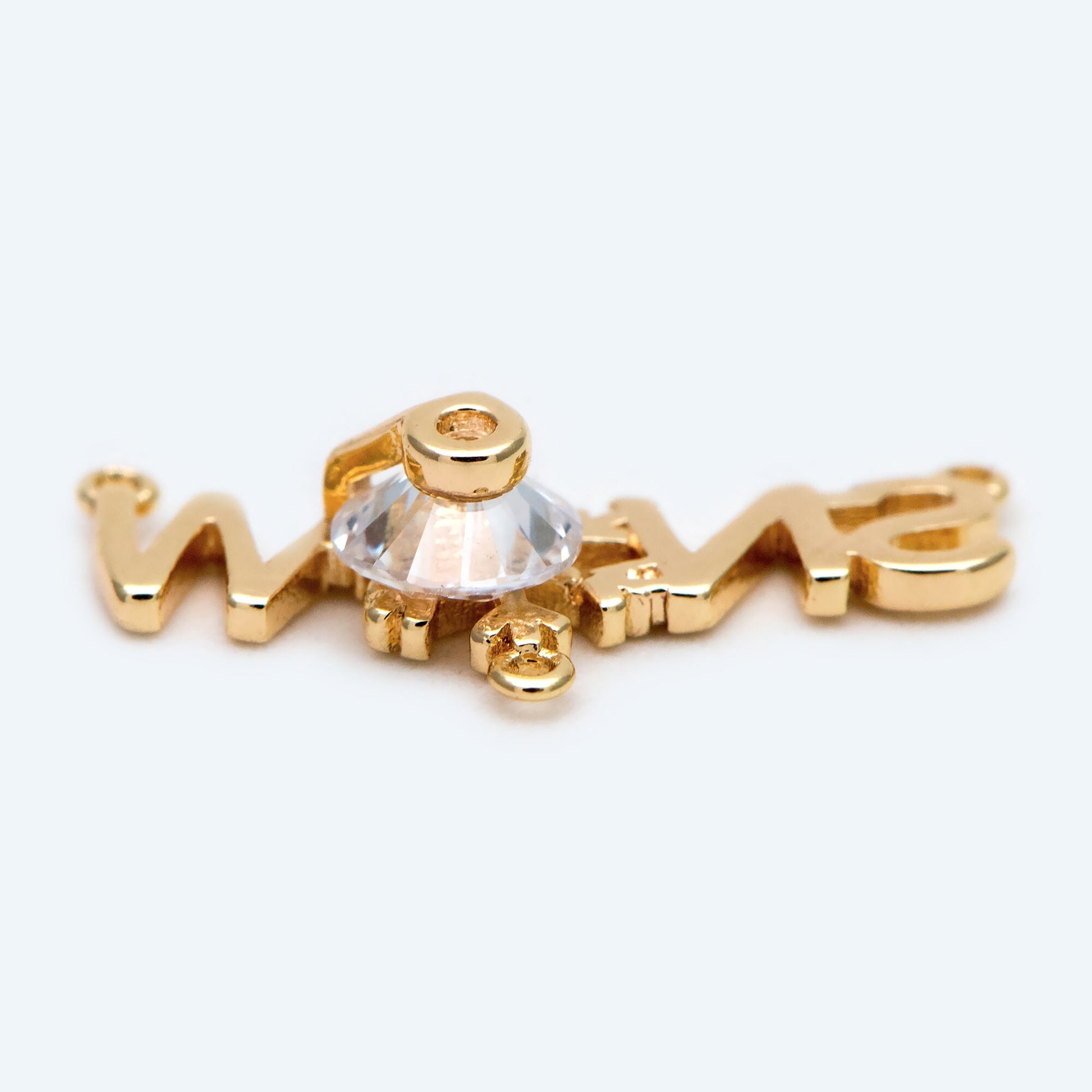 4pcs CZ Pave Gold Snow Connectors 20x9mm, Gold plated Brass Pendant (#GB-3486-I)