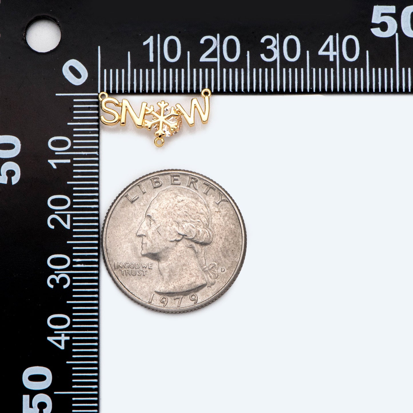 4pcs CZ Pave Gold Snow Connectors 20x9mm, Gold plated Brass Pendant (#GB-3486-I)