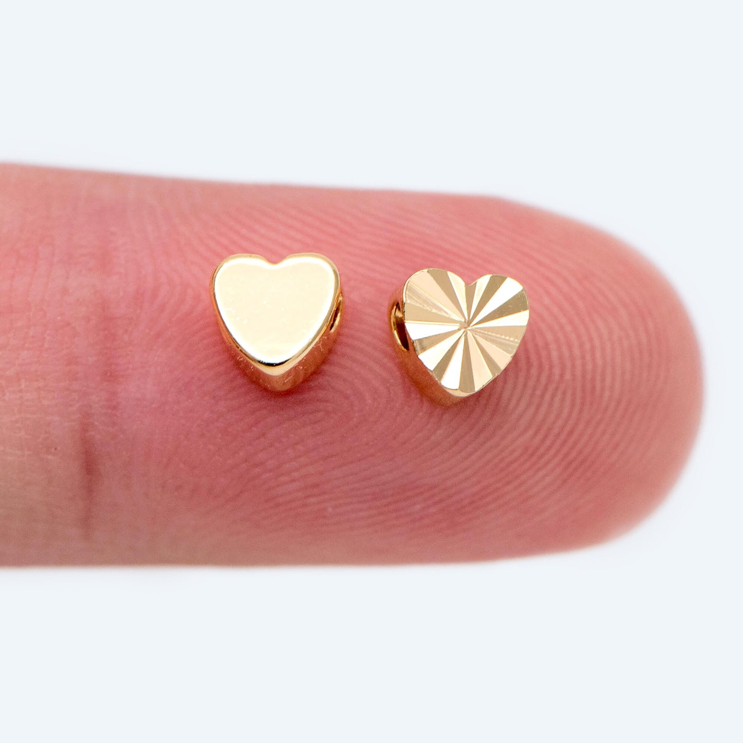 20pcs Gold Heart Spacer Beads: 18K Plated Brass, Small Love Beads (GB-1785-B)