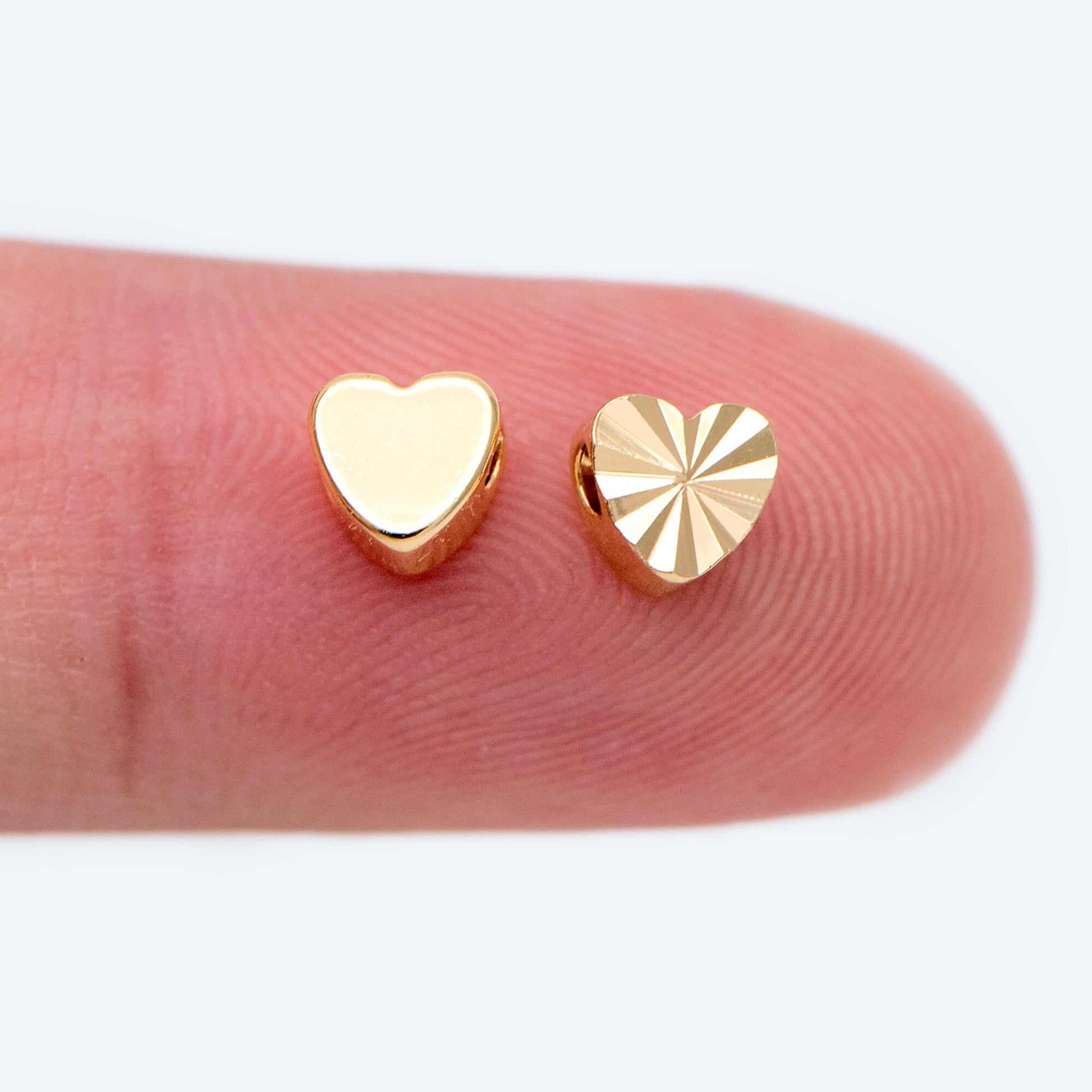 20pcs Gold Heart Spacer Beads: 18K Plated Brass, Small Love Beads (GB-1785-B)