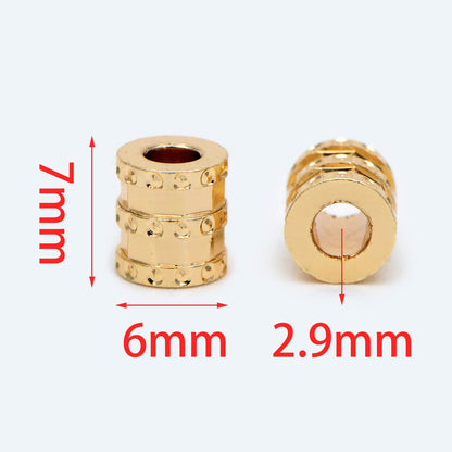 10pcs Gold Tube Beads 7x6mm, 18K Gold plated Brass, Tube Spacer Beads (GB-1783)