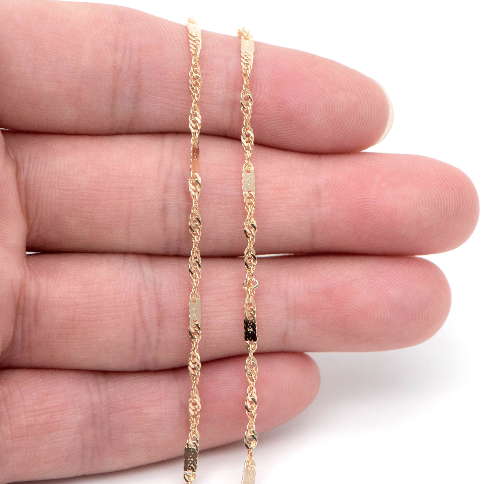 Twisted Chain, Thin Jewelry Chain, Necklace Chain, Gold Plated Chain, Body Chain, Bulk Chain (#LK-448)/ 1 Meter=3.3 ft
