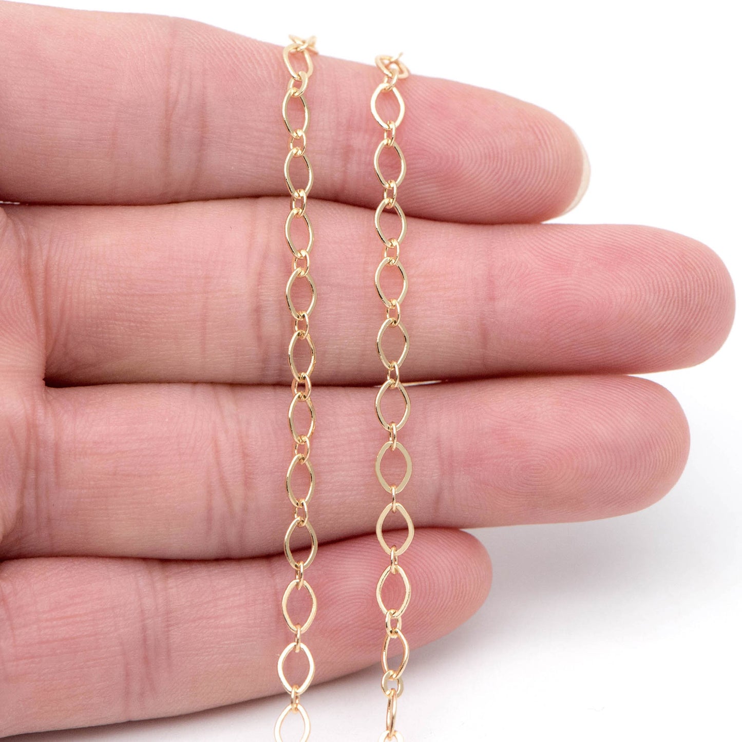 Gold plated Brass Oval Chains, 3.6x5.2mm, 18K Gold plated Brass Chains (#LK-445)/ 1 Meter=3.3 ft