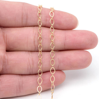 Gold plated Brass Oval Chains, 3.6x5.2mm, 18K Gold plated Brass Chains (#LK-445)/ 1 Meter=3.3 ft