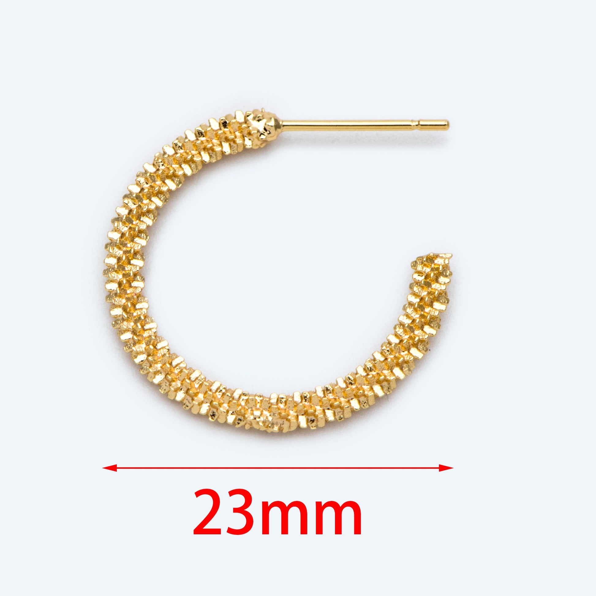 10pcs Gold/ Silver Earring Studs 23mm, 18K Gold/ Rhodium plated Brass, Round Circle Earring (GB-1798)
