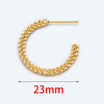 10pcs Gold/ Silver Earring Studs 23mm, 18K Gold/ Rhodium plated Brass, Round Circle Earring (GB-1798)