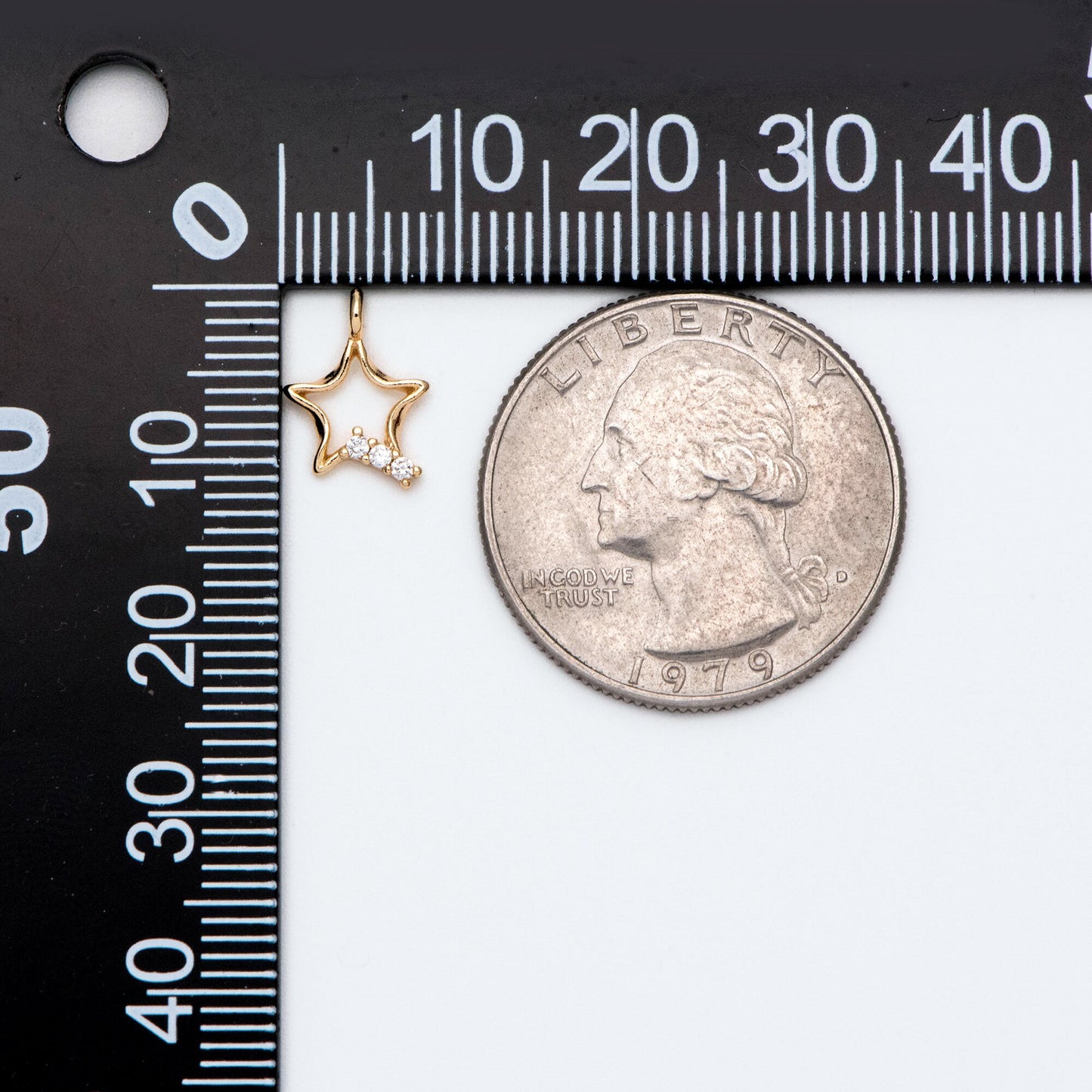 10pcs CZ Pave Gold Star Charm, Real Gold plated Brass, Jewelry supply(GB-162-F)