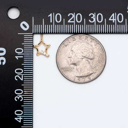 10pcs CZ Pave Gold Star Charm, Real Gold plated Brass, Jewelry supply(GB-162-F)
