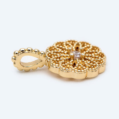 10pcs Gold/ Silver Tone CZ pave Filigree Coin Charm, Earring Findings, Jewelry Making, Diy Material, Jewelry Supplies (GB-1920)