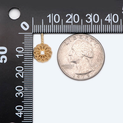 10pcs Gold/ Silver Tone CZ pave Filigree Coin Charm, Earring Findings, Jewelry Making, Diy Material, Jewelry Supplies (GB-1920)