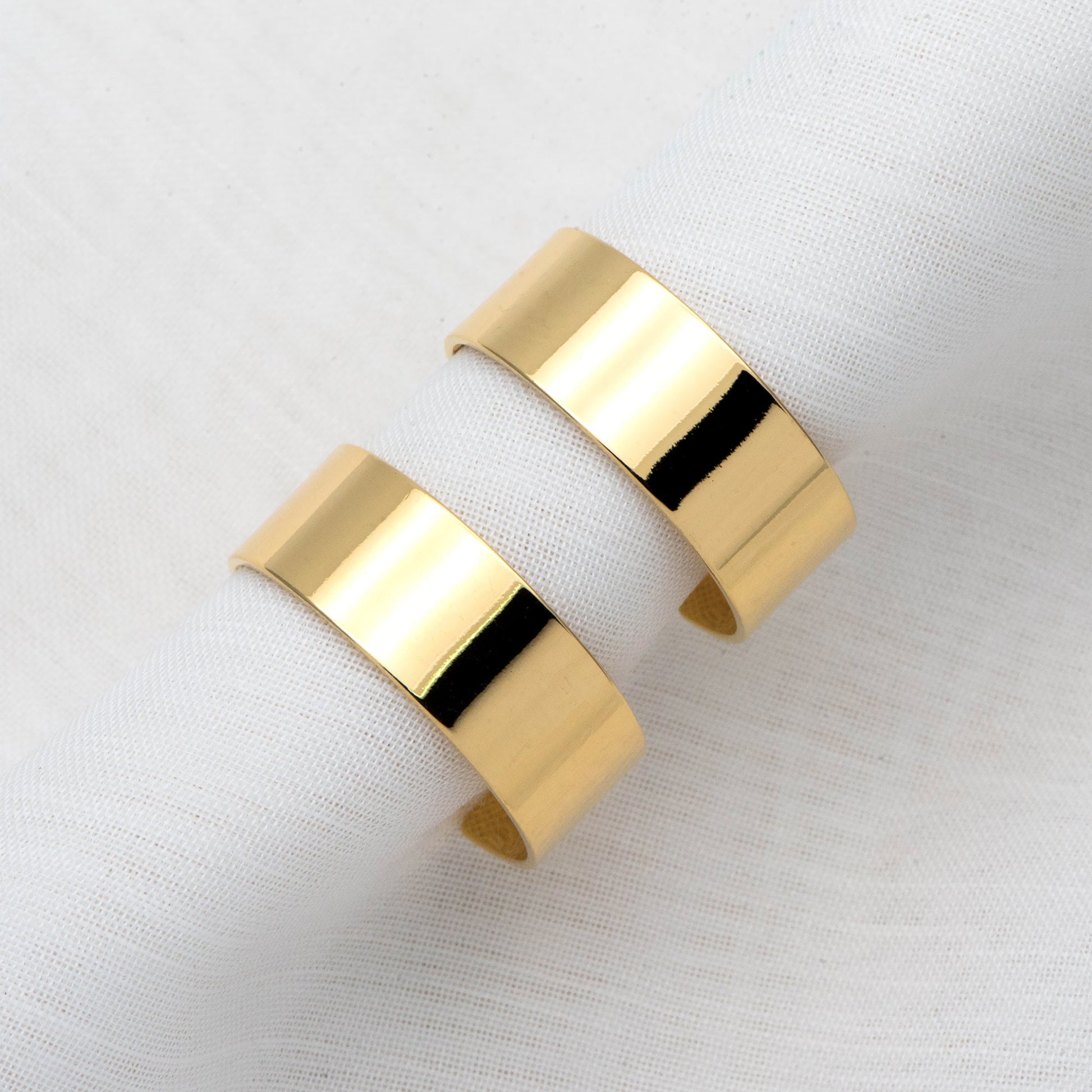 10pcs Gold Flat Hoops 25mm, Gold plated Brass, Geometric Hoop Stud Earrings (GB-1795)
