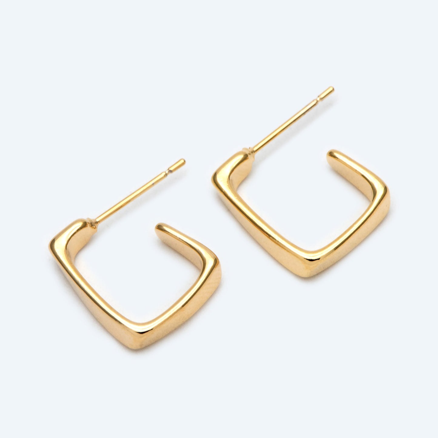 10pcs Gold/ Silver tone Square Ear Posts 16x17mm, 18K Real Gold Plated Brass, Geometric Earring Studs (GB-1799)
