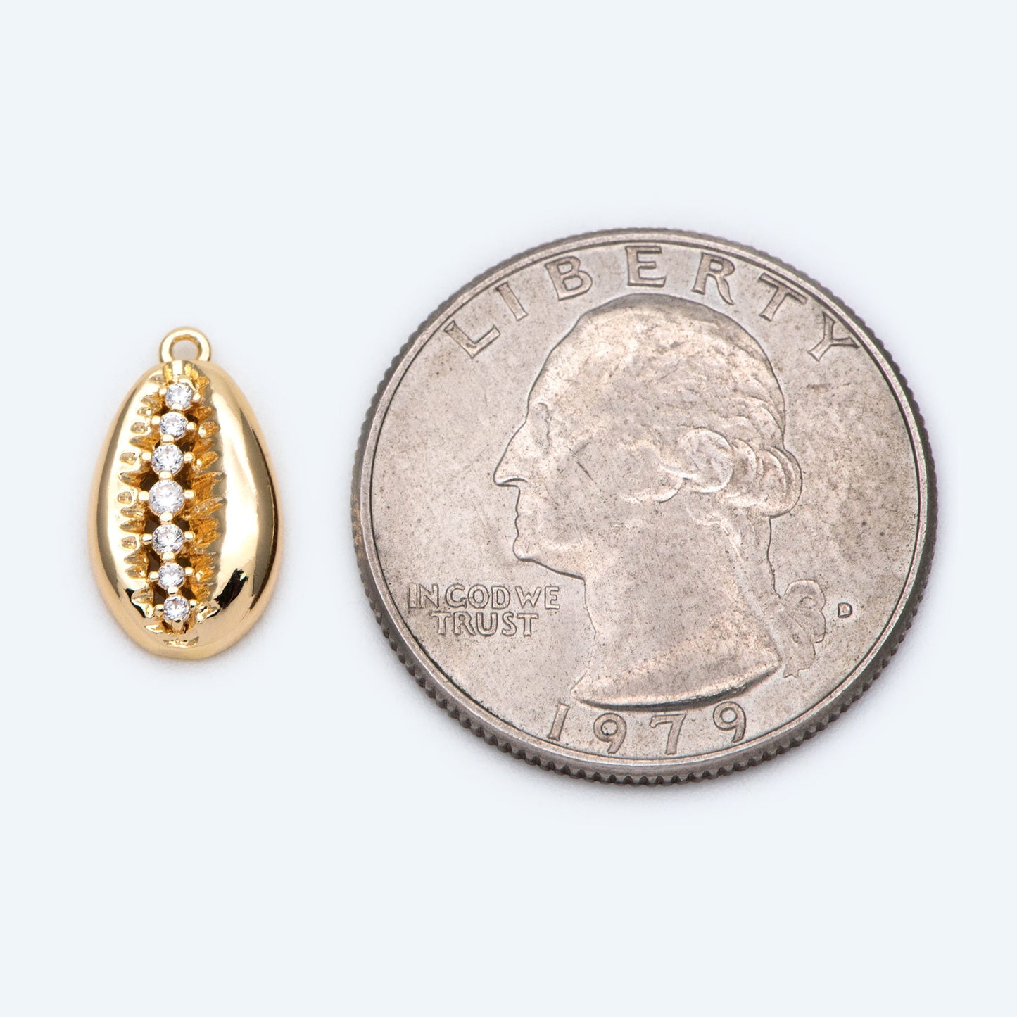 10pcs CZ Pave Gold Cowrie Shell Charm, Cowrie Shell Charm Pendant, Seashell Charm (GB-2680-J)