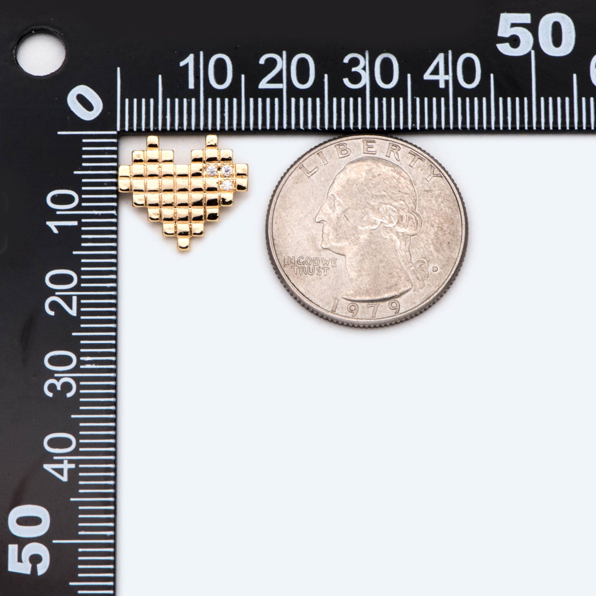 10pcs CZ pave Gold Heart Charms 14x16mm, Gold Plated Brass Heart Pendants (GB-1815)