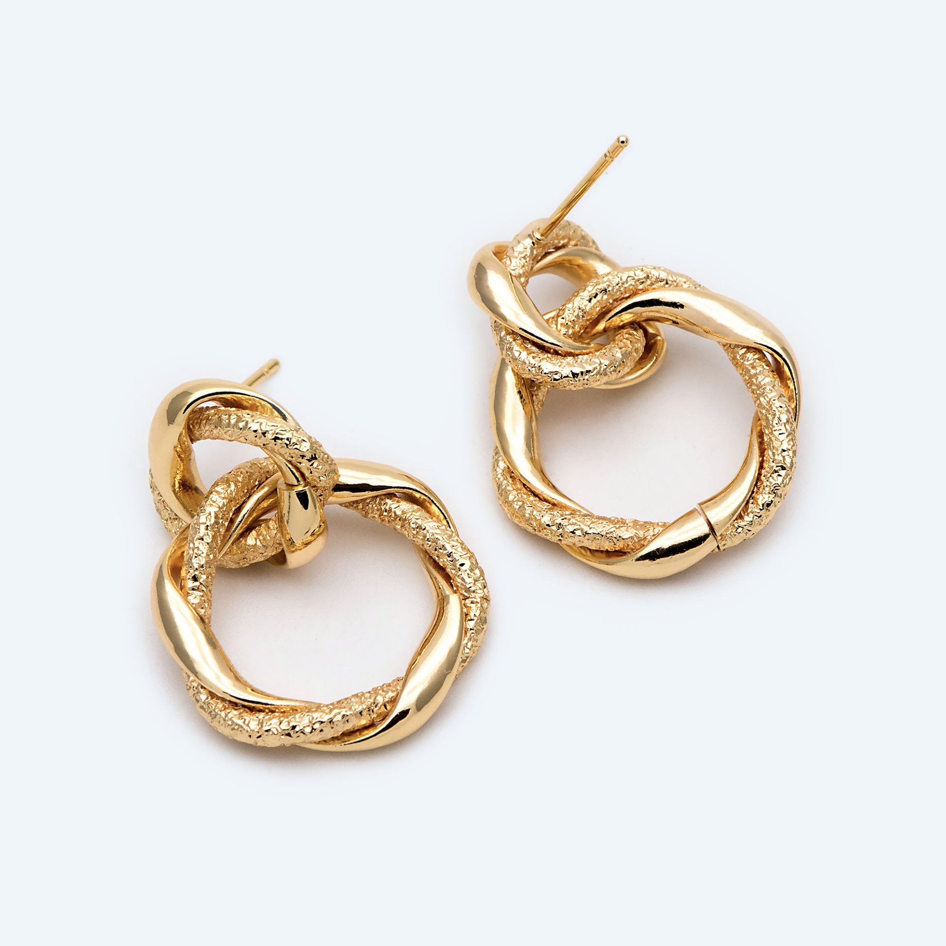 4pcs Gold Circle Hoops, Gold Hoop Earrings, Chunky Hoops, Twist Hoop Earrings (GB-1816)