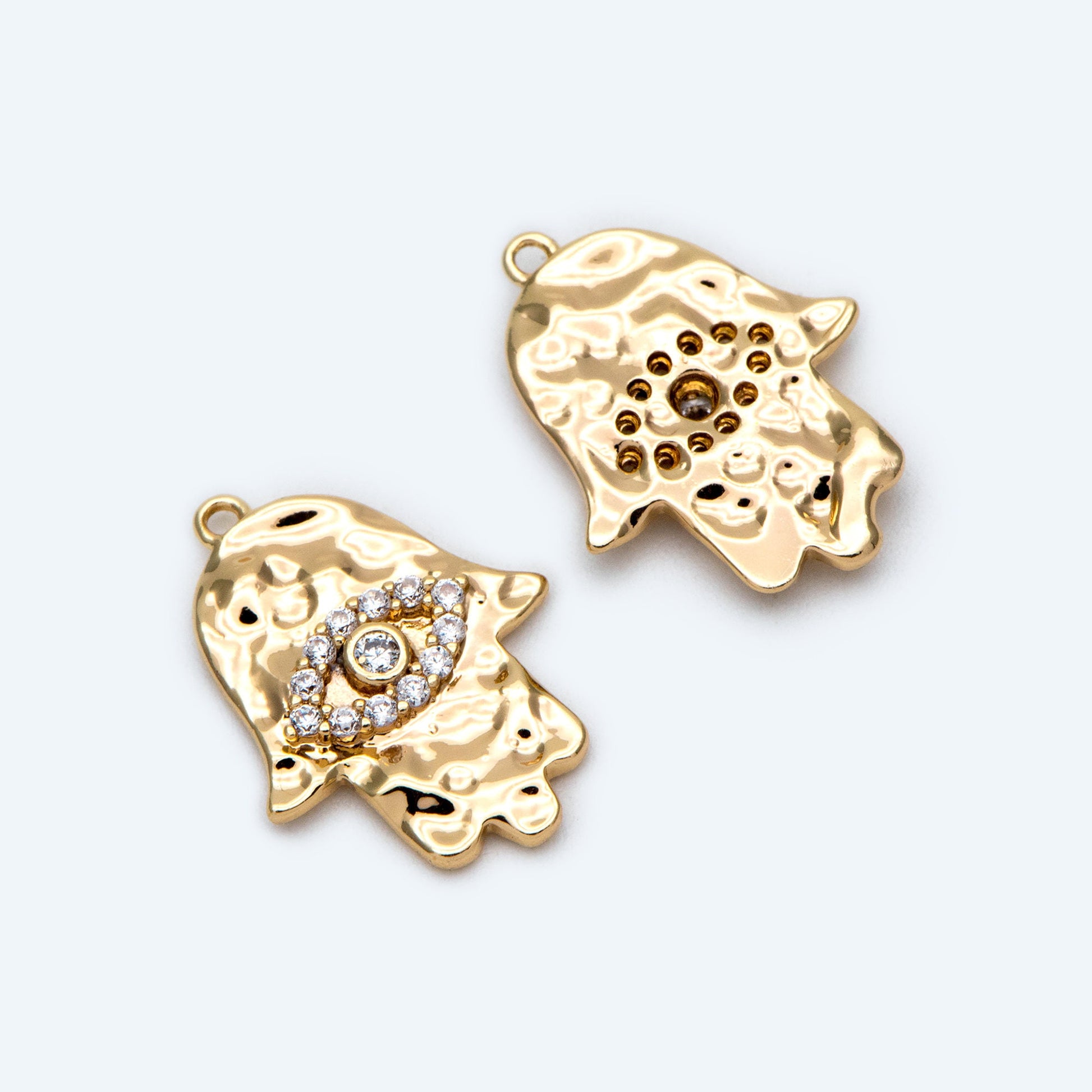 4pcs Hamsa Hand Charm, Hand of Fatima/Miriam Charm, Earring Findings, Jewelry Making, Diy Material, Jewelry Supplies (GB-3923-E)