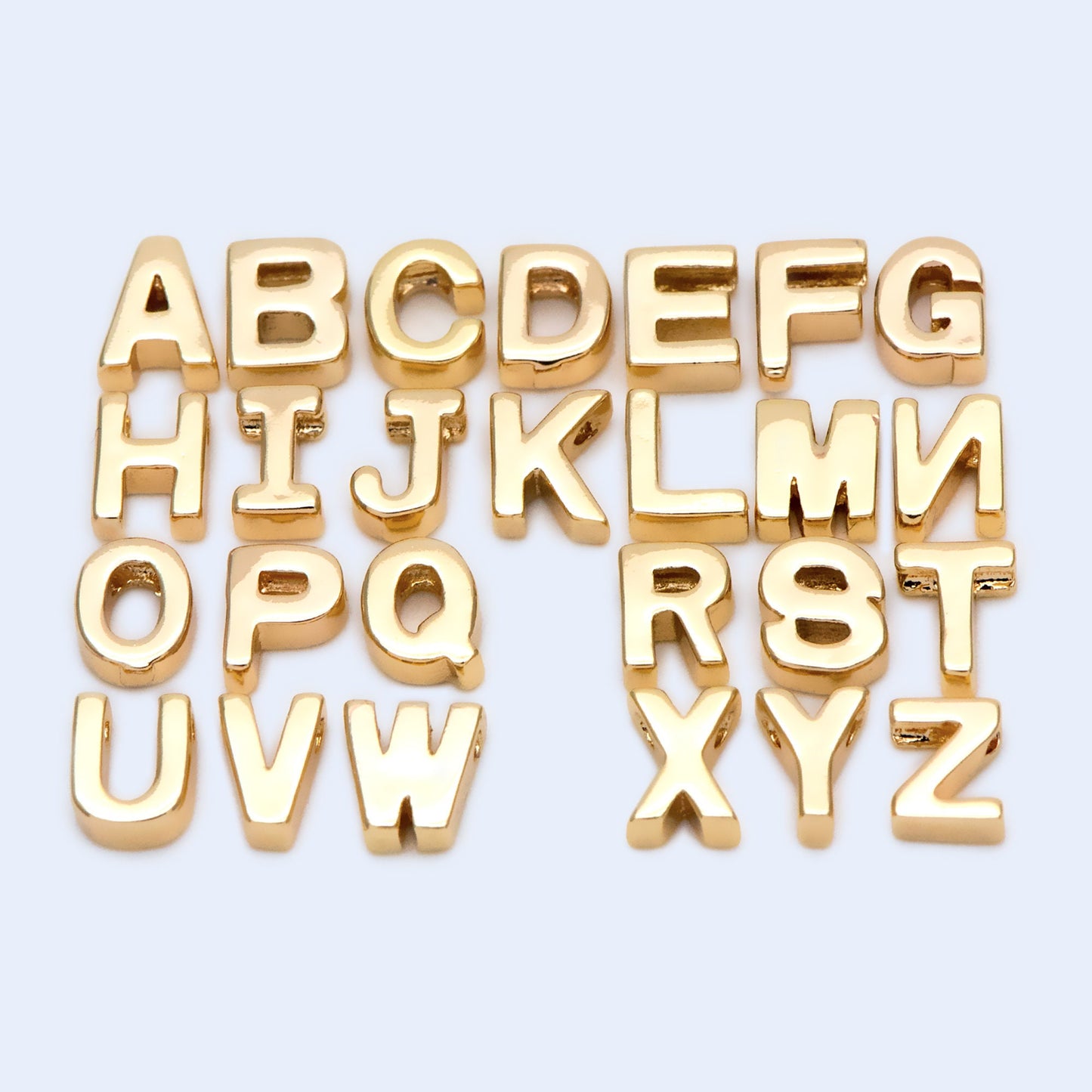 10pcs Gold/ Silver Alphabet Charms 6mm, English Letter Beads, 18K Gold/ Rhodium plated Brass, You Choose Letter (GB-1927)