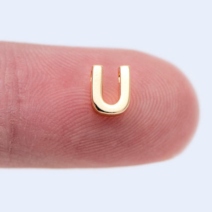 10pcs Gold/ Silver Alphabet Charms 6mm, English Letter Beads, 18K Gold/ Rhodium plated Brass, You Choose Letter (GB-1927)
