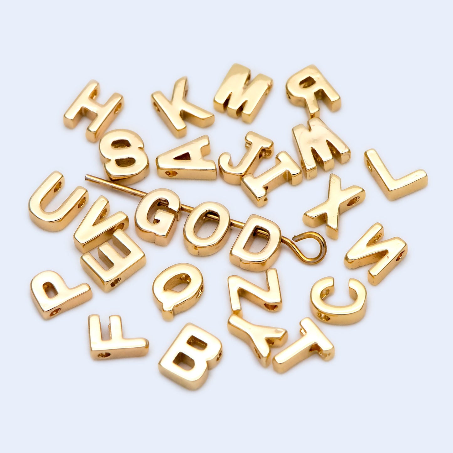 10pcs Gold/ Silver Alphabet Charms 6mm, English Letter Beads, 18K Gold/ Rhodium plated Brass, You Choose Letter (GB-1927)