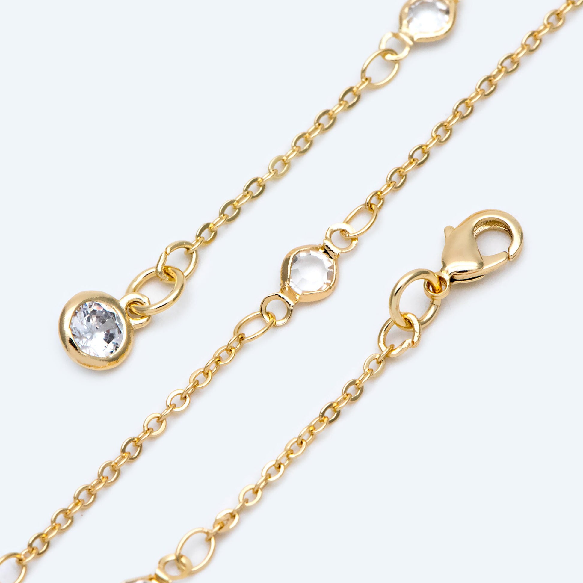 Crystal Beaded Anklets, Cable Chain with Coin Charms, Ready to Wear Adjustable (#LK-451)