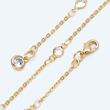 Crystal Beaded Anklets, Cable Chain with Coin Charms, Ready to Wear Adjustable (#LK-451)