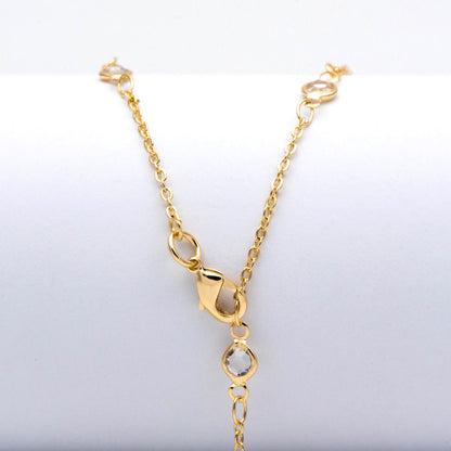 Crystal Beaded Anklets, Cable Chain with Coin Charms, Ready to Wear Adjustable (#LK-451)