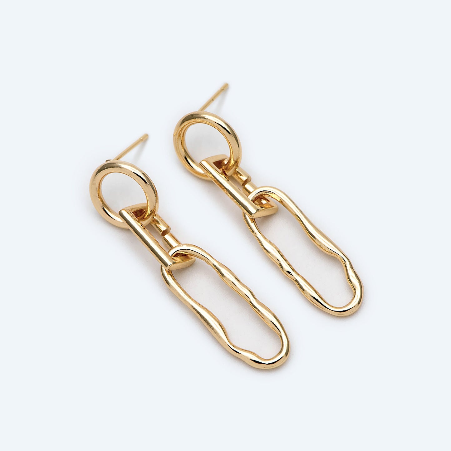 10pcs Long Oval Ear Posts, 18K Gold plated Brass, Minimalist Earrings (GB-1823)