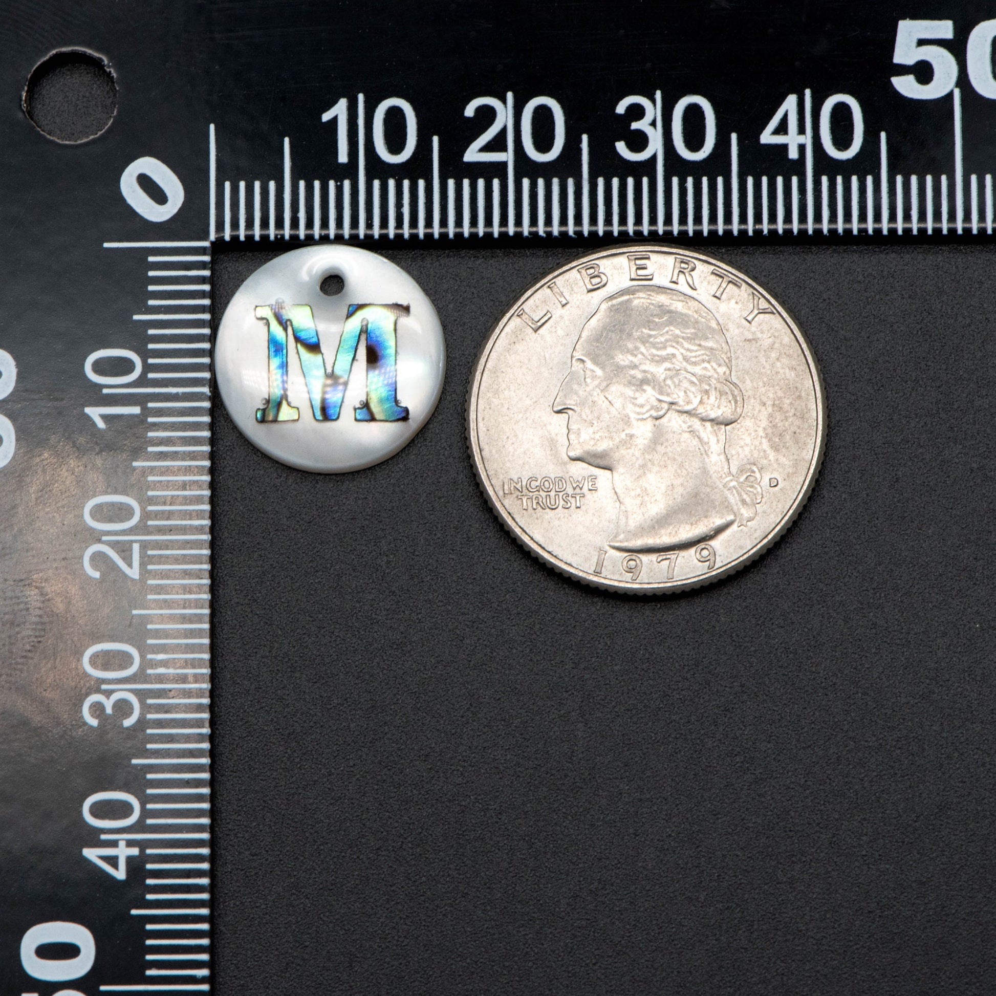 Abalone Shell Alphabet Charms, English Letter Beads, Round Disc Coin Pendant, Personalized Initial Charms, You Choose Letter (V1372)