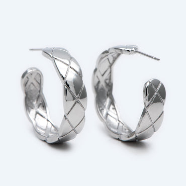 10pcs Silver tone Round Circle Ear Posts 28mm, Rhodium plated Brass, Geometric Hoop Stud Earrings (GB-1797-2)
