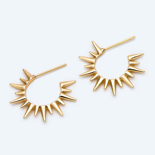 10pcs Gold/ Silver Sun Earrings, Gold Spike Hoops, Spike Earrings, Fashion Hoop, Statement Earring (#GB-1940)