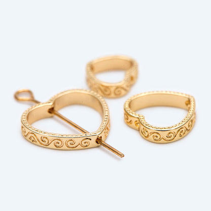 10pcs Gold Heart Link Connector with 2 Holes, 18K Gold plated Brass, Heart Hoop Ring Pendants, Outer Size 10/ 12/ 15mm (GB-1835)