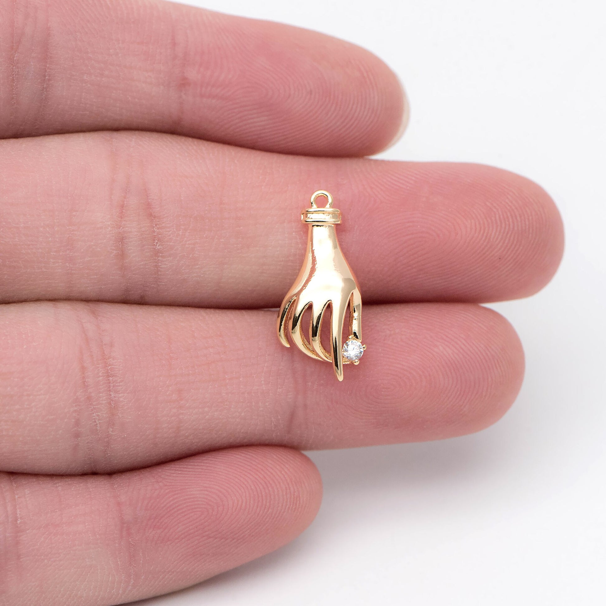 4pcs CZ Pave Gold Victorian Hand Charm, Earring Charm (GB-4156-E)