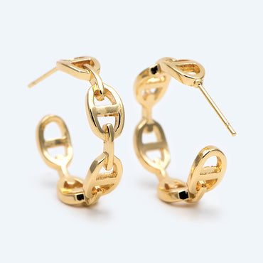 10pcs Gold/ Silver Tone Chain Earrings, Gold Chain Hoops, Thick Hoop Earrings, Hoop Earrings (GB-1854)